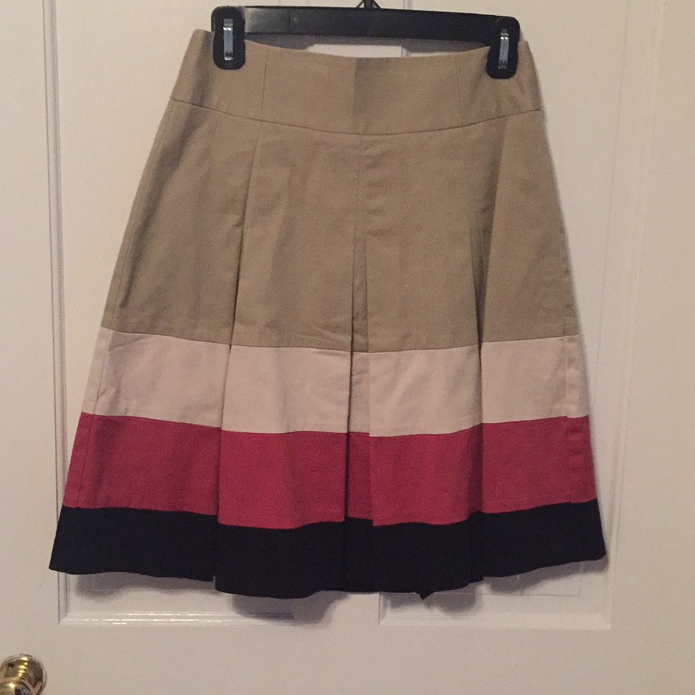 The Limited A-line tan/cream/pink/black skirt.